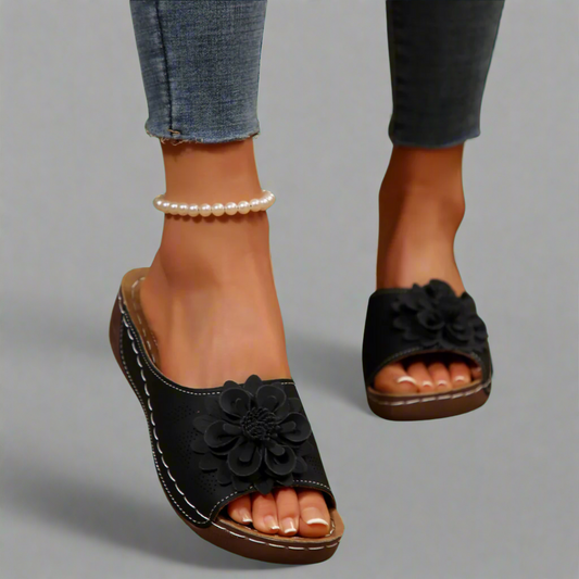 Jolanda | Elegant Orthopaedic Sandals with Floral Design