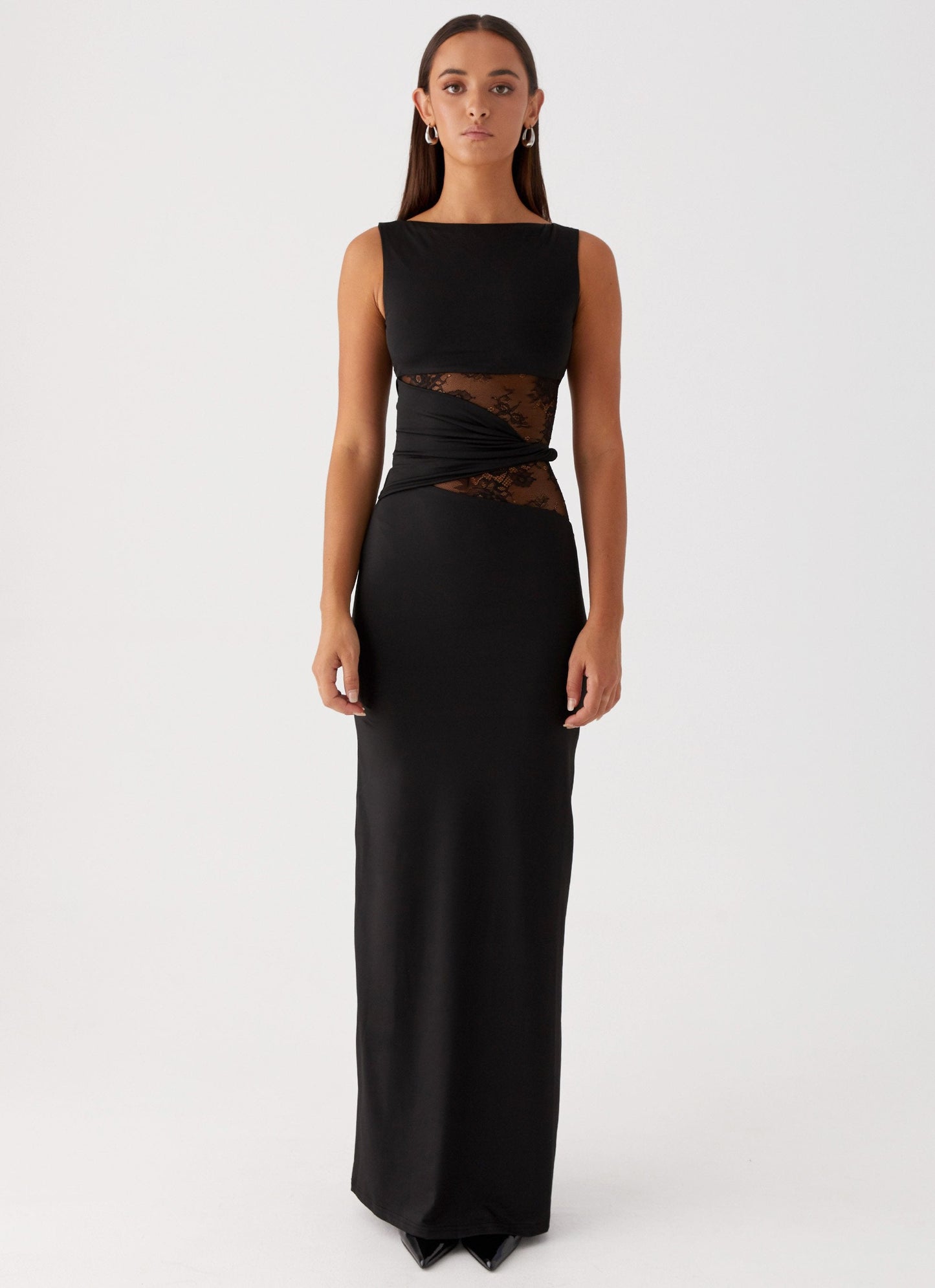 LENI | Figure-Hugging Maxi Dress With Subtle Cut-Outs And Lacing
